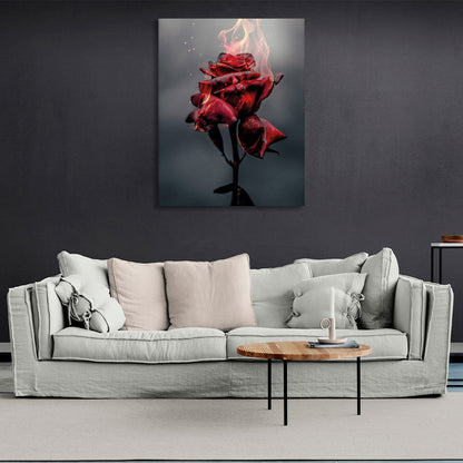 A blazing rose on a pastel background Canvas Wall Art Print