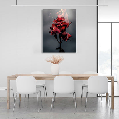 A blazing rose on a pastel background Canvas Wall Art Print