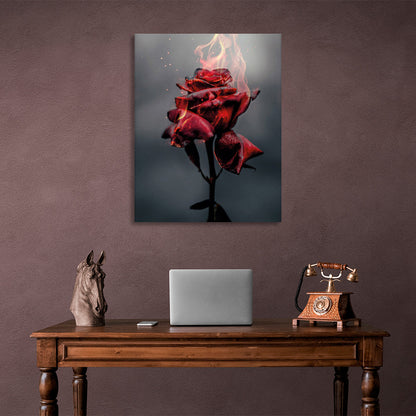 A blazing rose on a pastel background Canvas Wall Art Print