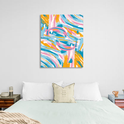 Orange pink and blue color line abstraction Abstraction Canvas Wall Art Print