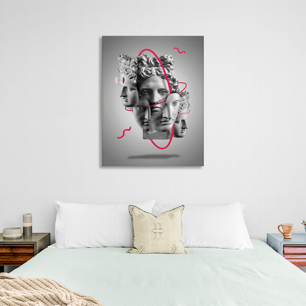 Faces on a gray background Canvas Wall Art Print