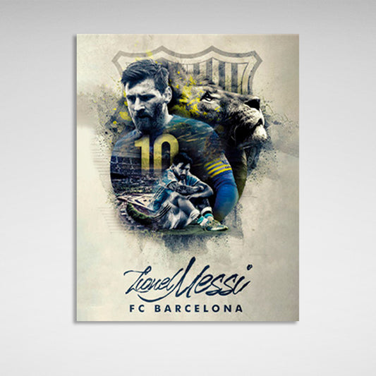 Messi's soccer player with the inscription Canvas Wall Art Print