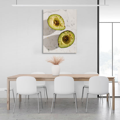 Avocado with spices on a marbled background Canvas Wall Art Print For Kitchen