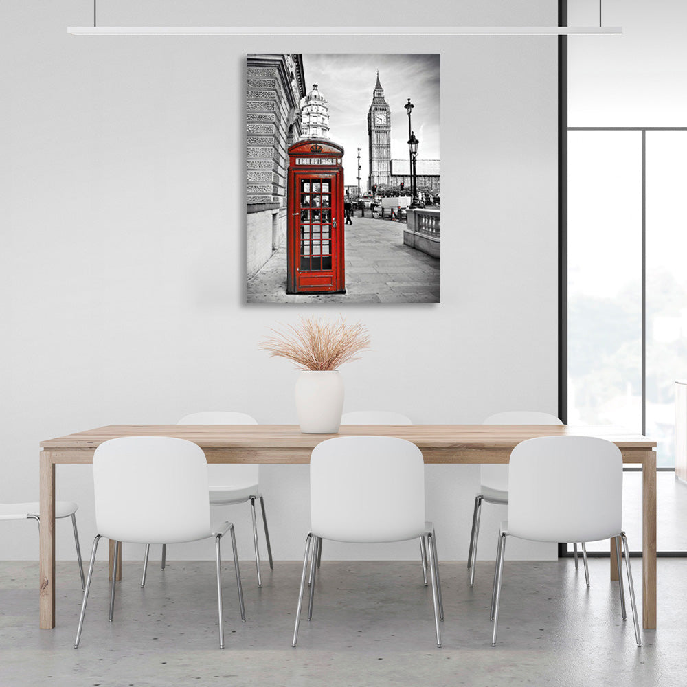 London with the red phone booth Canvas Wall Art Print