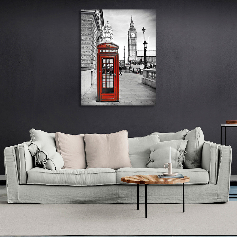 London with the red phone booth Canvas Wall Art Print