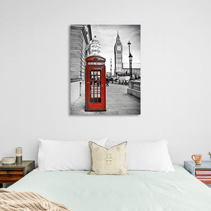 London with the red phone booth Canvas Wall Art Print