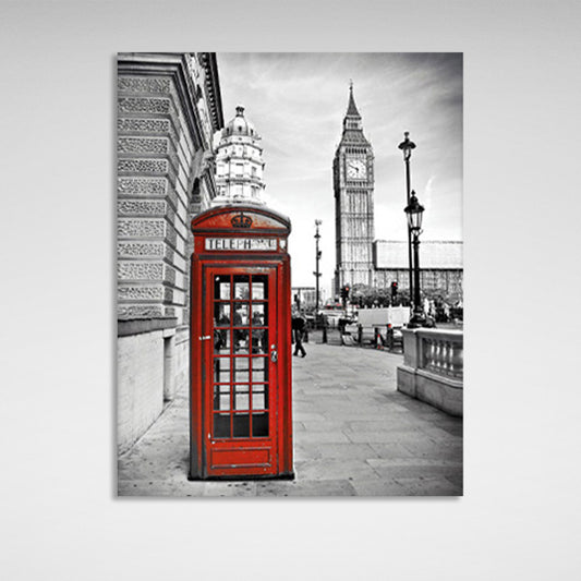 London with the red phone booth Canvas Wall Art Print