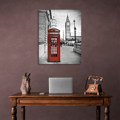 London with the red phone booth Canvas Wall Art Print