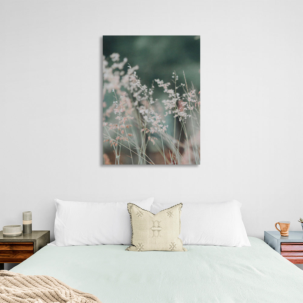 Vegetation on a turquoise background Canvas Wall Art Print