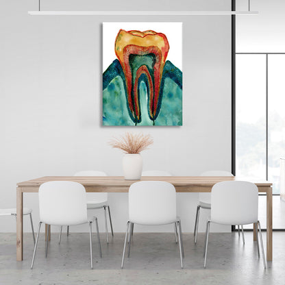 An orange tooth on a white background Canvas Wall Art Print