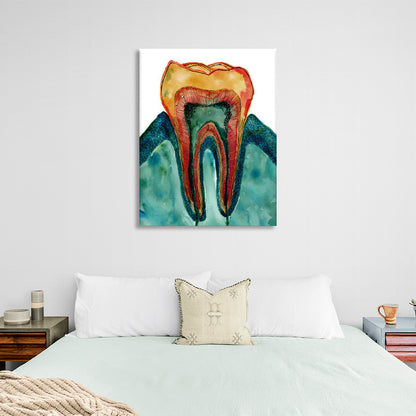 An orange tooth on a white background Canvas Wall Art Print