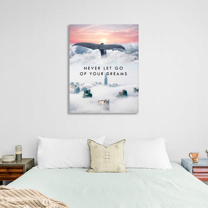 Whale tail city and white clouds Motivational Canvas Wall Art Print