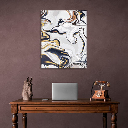 Gold white and dark color abstraction Abstraction Canvas Wall Art Print