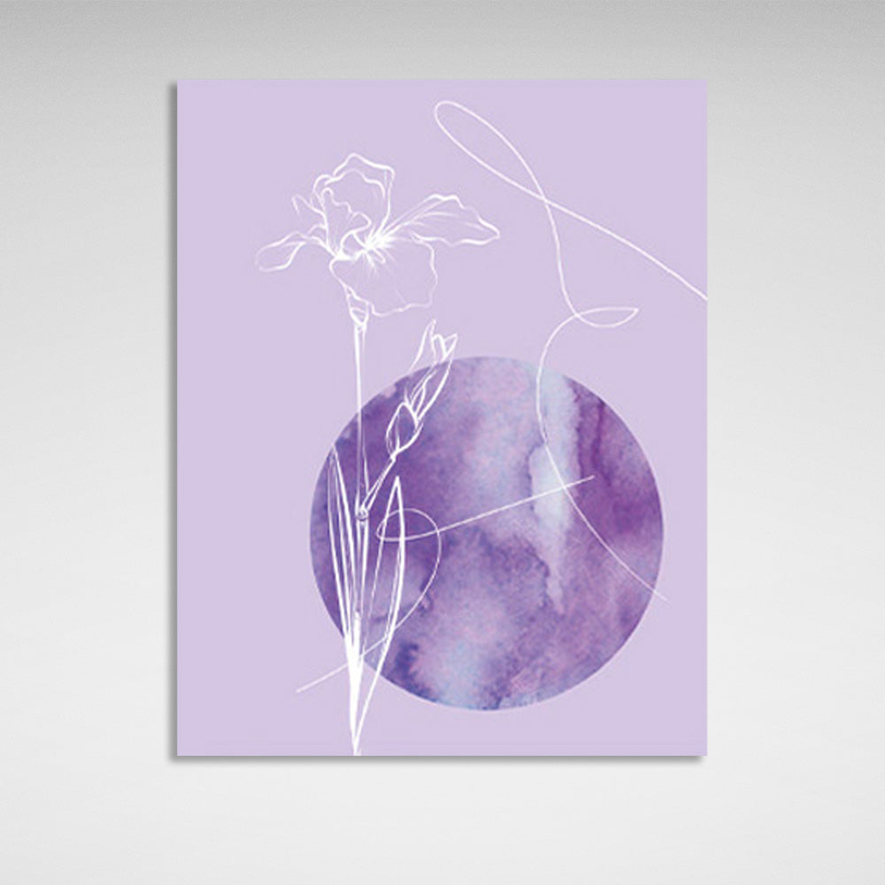 White lines on a soft purple background Abstraction Canvas Wall Art Print