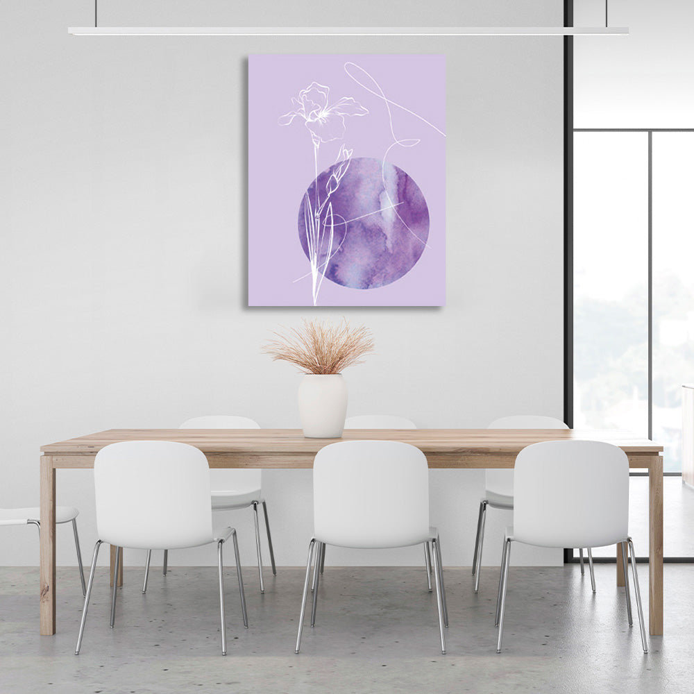 White lines on a soft purple background Abstraction Canvas Wall Art Print