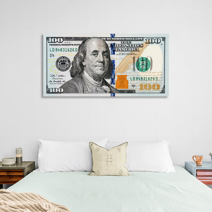 100 dollars original color Inspirational Canvas Wall Art Print