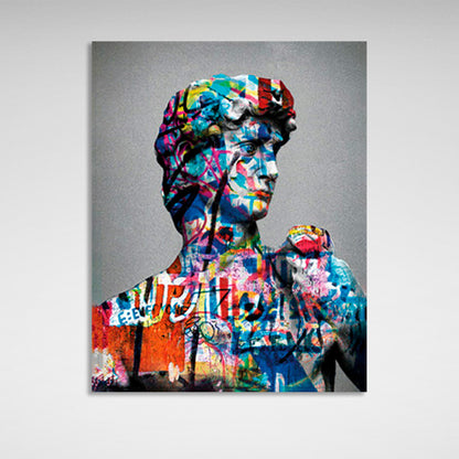 Greek statue in graffiti style on a gray background Canvas Wall Art Print