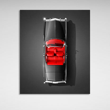 Car black color with red interior on black background Canvas Wall Art Print