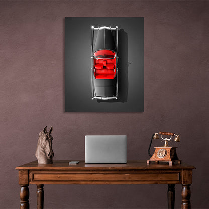 Car black color with red interior on black background Canvas Wall Art Print