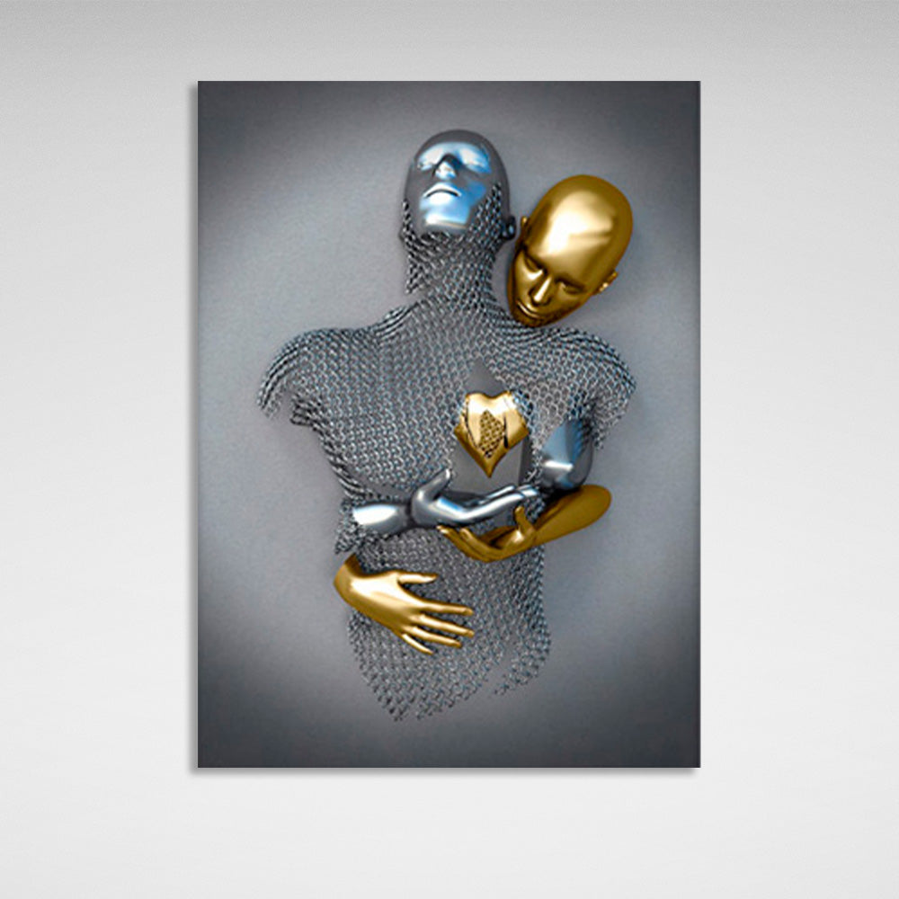 Gold and silver colored figures Canvas Wall Art Print