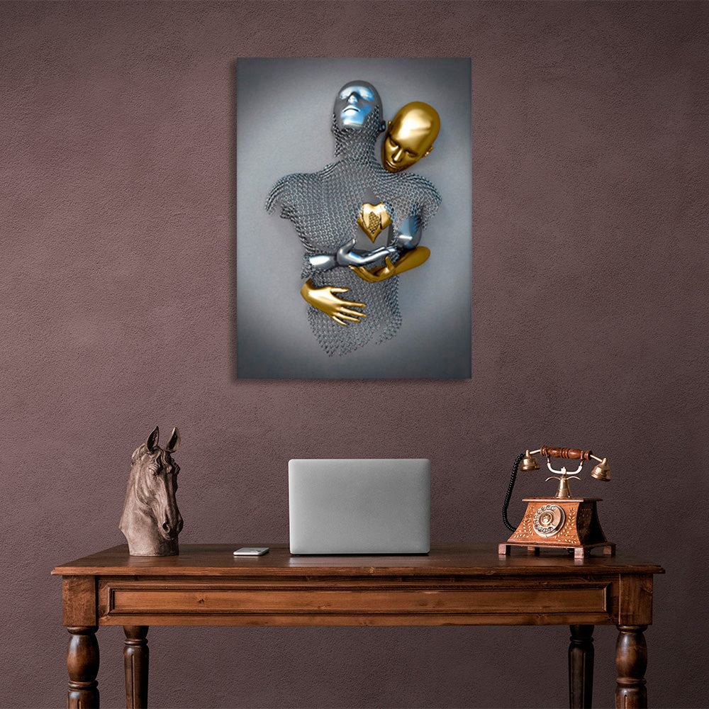 Gold and silver colored figures Canvas Wall Art Print