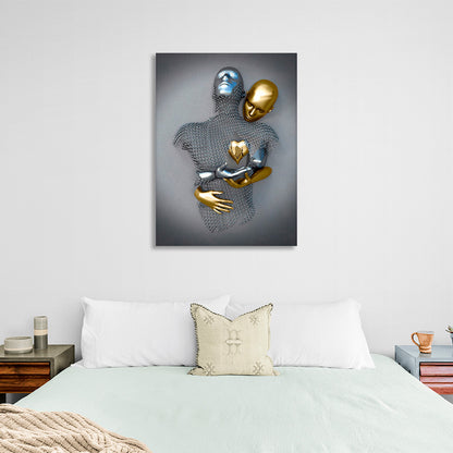 Gold and silver colored figures Canvas Wall Art Print