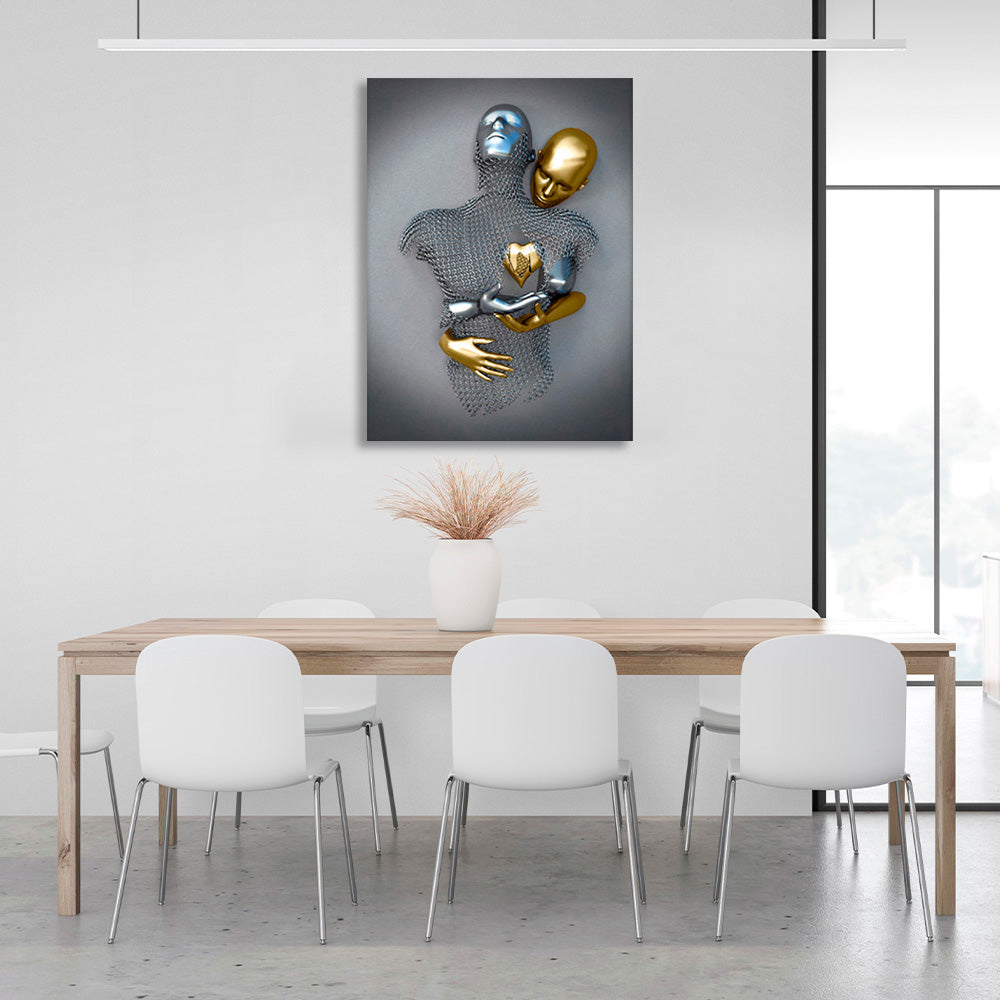 Gold and silver colored figures Canvas Wall Art Print