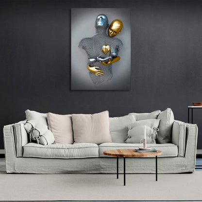 Gold and silver colored figures Canvas Wall Art Print