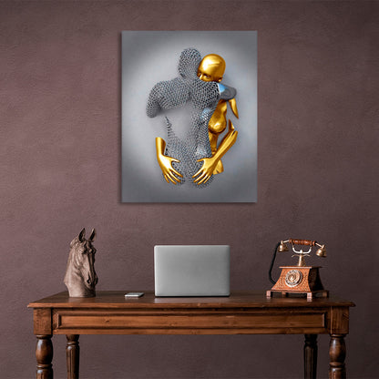 figures of a golden girl and a silver man Canvas Wall Art Print