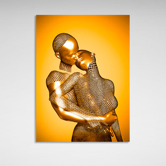 figures in gold color on a gold background Canvas Wall Art Print