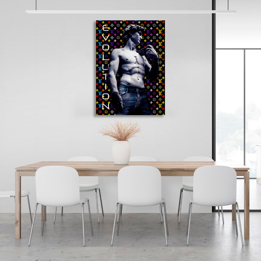 Greek figure with jeans Canvas Wall Art Print