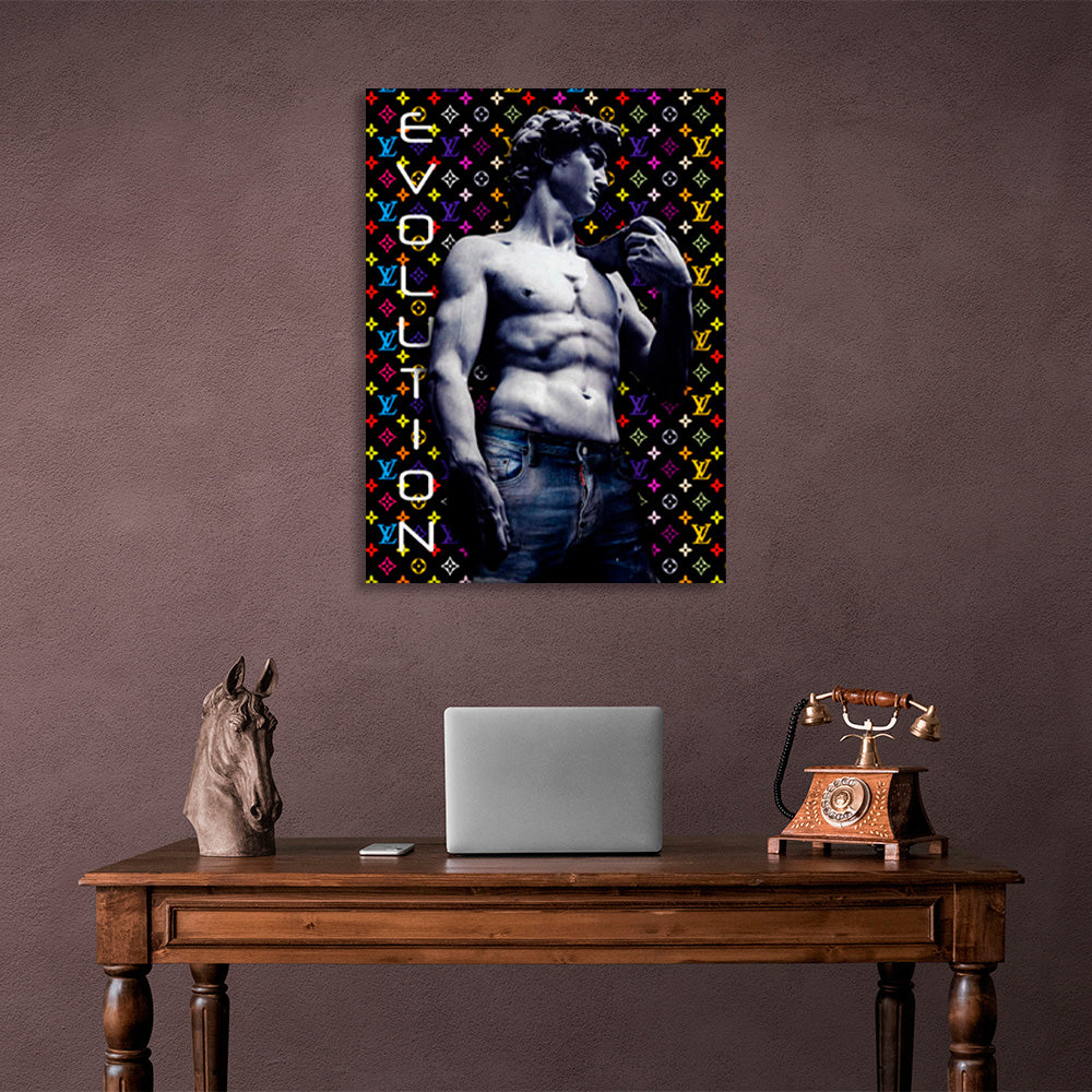 Greek figure with jeans Canvas Wall Art Print