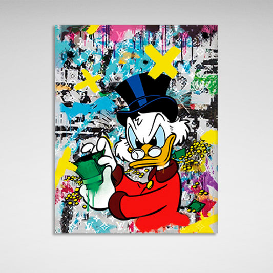 Scrooge with the money Inspirational Canvas Wall Art Print