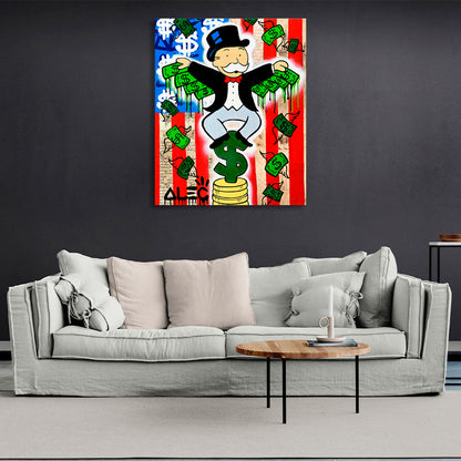 Alec Monopoly with dollars Canvas Wall Art Print