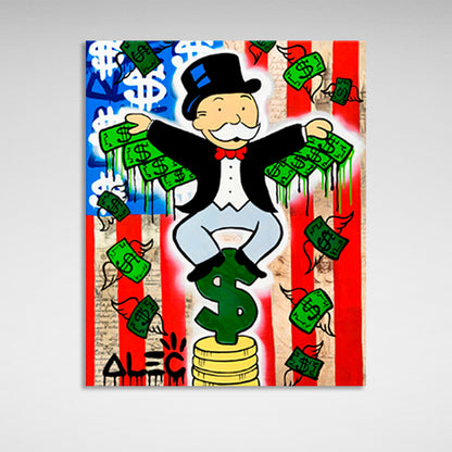 Alec Monopoly with dollars Canvas Wall Art Print