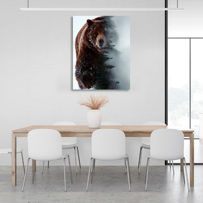 Brown bear and the forest Canvas Wall Art Print