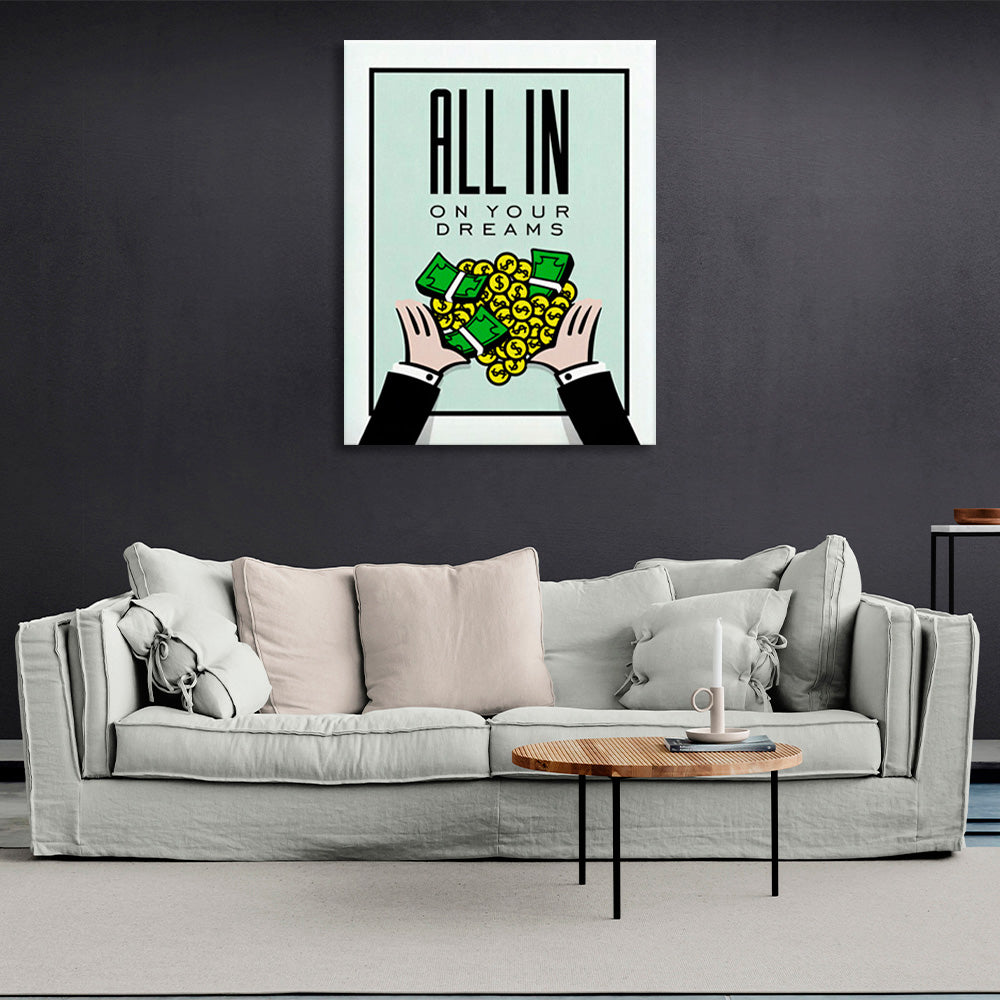 Hands money with the inscription Canvas Wall Art Print