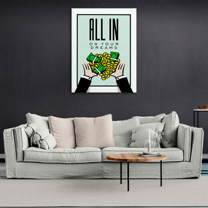 Hands money with the inscription Canvas Wall Art Print