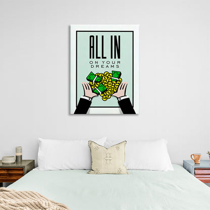 Hands money with the inscription Canvas Wall Art Print