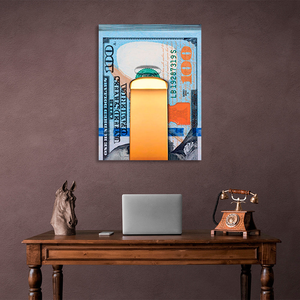 A bundle of dollars Inspirational Canvas Wall Art Print