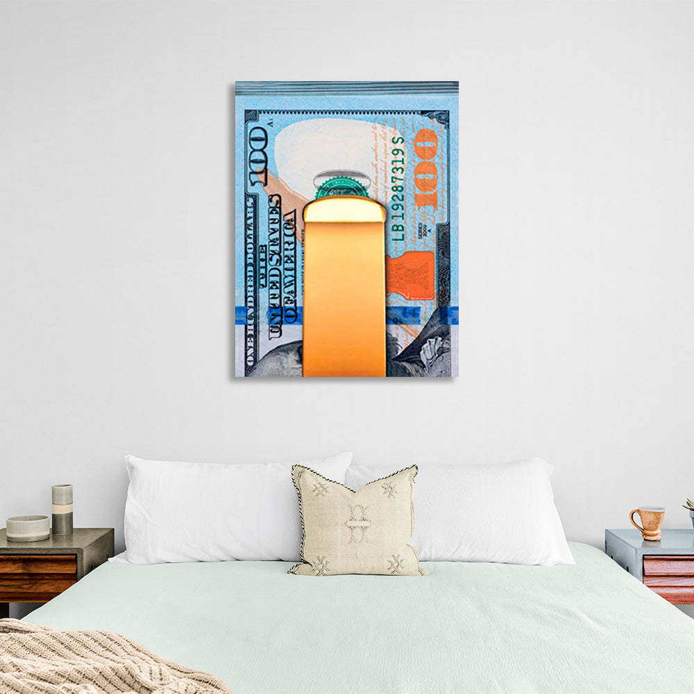 A bundle of dollars Inspirational Canvas Wall Art Print