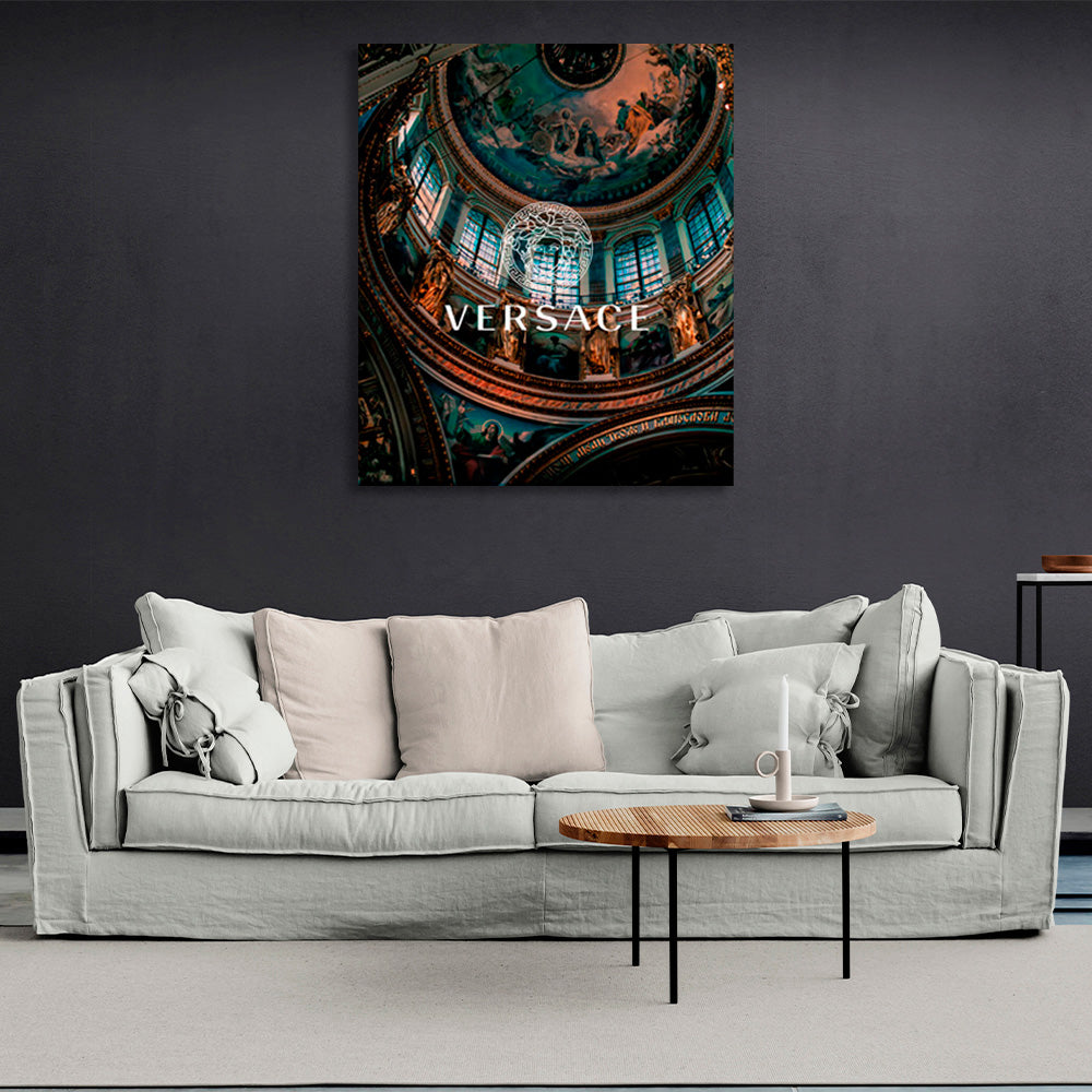 The temple with the inscription in the center of VERSACE Canvas Wall Art Print