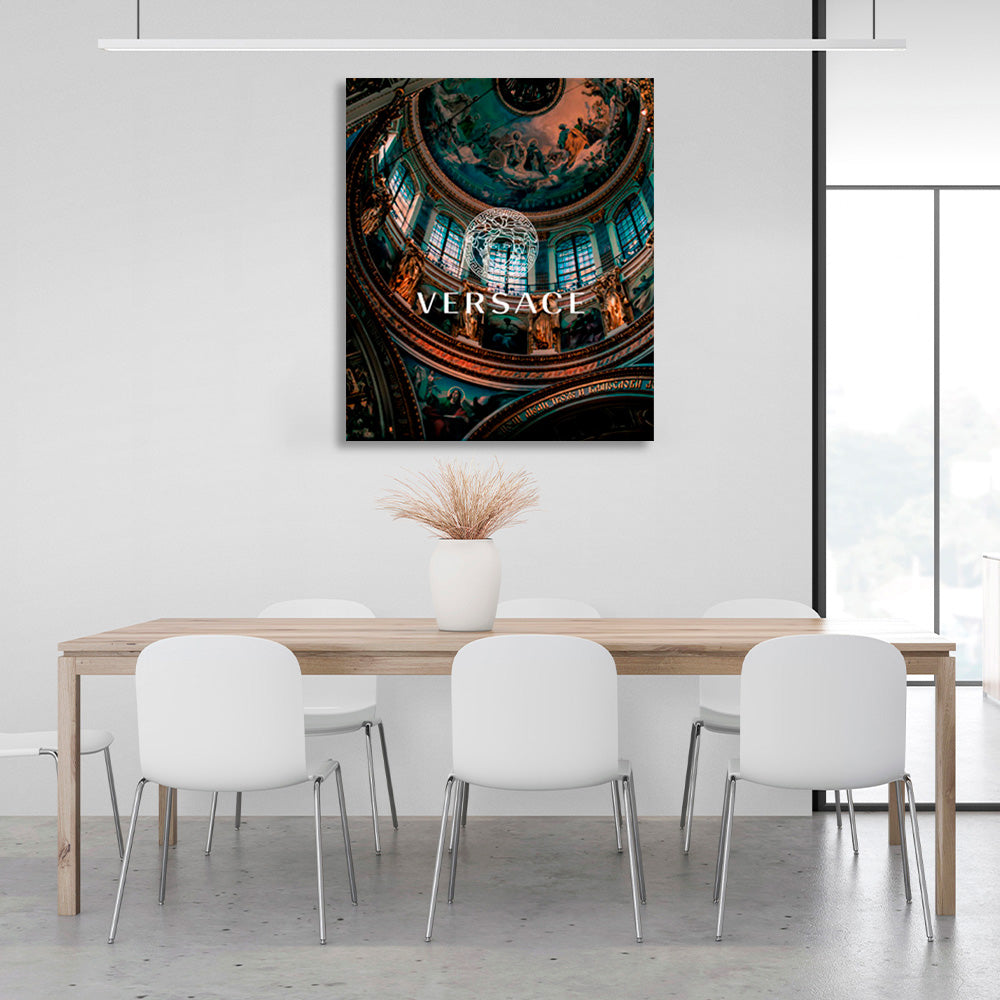 The temple with the inscription in the center of VERSACE Canvas Wall Art Print