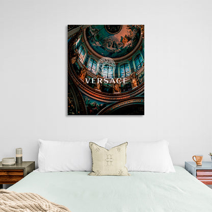 The temple with the inscription in the center of VERSACE Canvas Wall Art Print