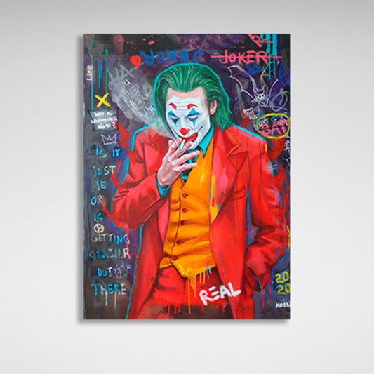 Joker smokes a cigarette Canvas Wall Art Print