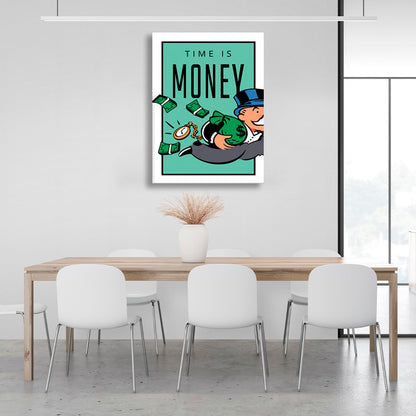 running Alec Monopoly with money in his hands Canvas Wall Art Print