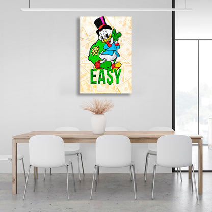 Scrooge with EASY written on it Inspirational Canvas Wall Art Print