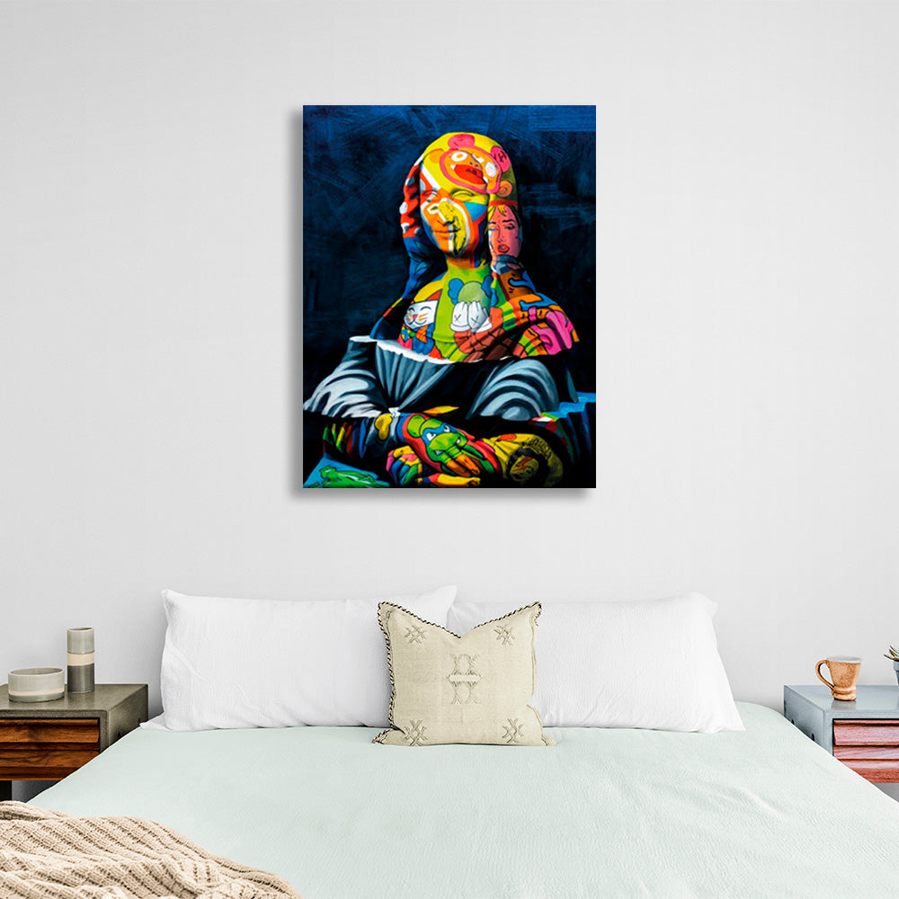 Sculpture on a blue background Canvas Wall Art Print