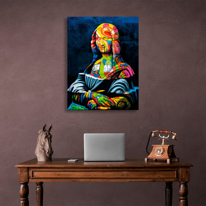 Sculpture on a blue background Canvas Wall Art Print