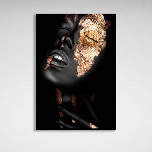 The girl with the gold details on her face Canvas Wall Art Print